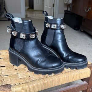 Steve Madden Black Ankle Boots with Embellishments